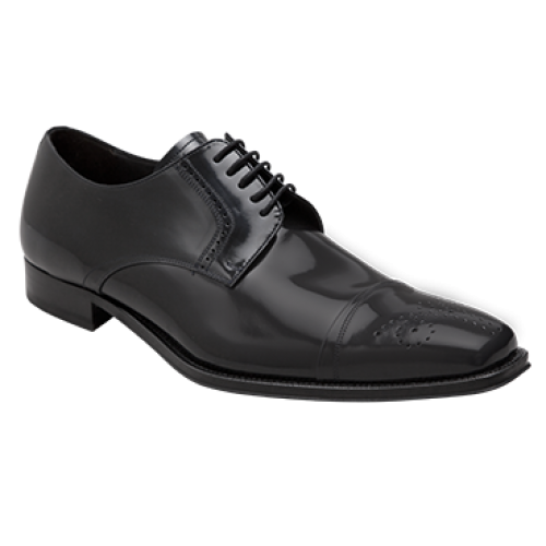 Mezlan "Duke II" Black Genuine High Polished Italian Calfskin Leather Shoes